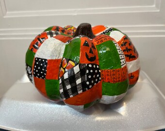 Hand painted paper mache’ pumpkin