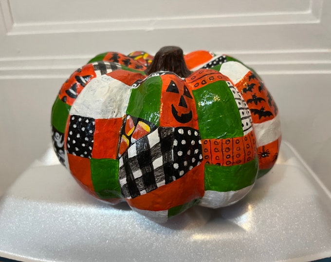 Hand painted paper mache’ pumpkin