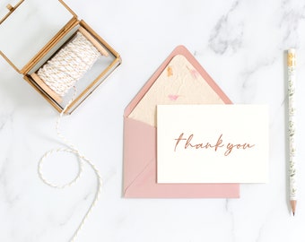 Custom and Handmade Rose Gold Embossed, Cream and Blush Pink Stationery |Fall and Just Because Stationery | Card and Stationery Set