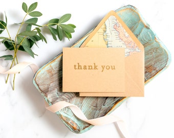 Custom and Handmade Gold Embossed, Natural with  Accented World Map Stationery |Thank You Note Card, Stationery Letter| Stationery Gift Set