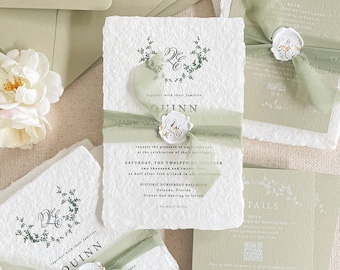 Wedding Invitations Handmade Paper | Romantic Botanical Wedding Stationery Sets | Garden Wedding | Contact for a Quote | Francesca