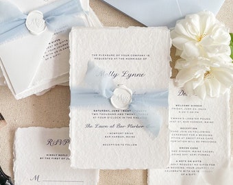 Blondene Handmade Wedding Invitations, Deckled Edge Paper Invitations, Cotton Paper Invitations, Printed Invitations, DEPOSIT