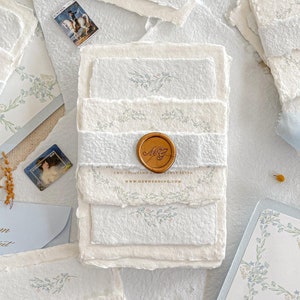 Suite de faire-part de mariage en papier fait main Alcina, Papier fait main, Monogramme personnalisé, Bandes ventrales faites main, Papier frisé, DÉPT
