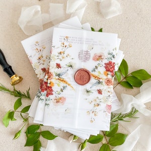Wedding Invitation Vellum Paper, Pre-folded Vellum Jacket for 5x7