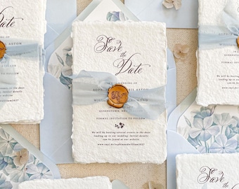 Save the Date Cards | Calligraphy Stationery | Fine Art Deckle Edge Paper | Luxury Wedding Suite | Liners | Contact us for a Quote | Ariana