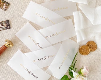 Vellum Belly Bands and Gold Foil Printing, Wedding Invitation Belly Bands, Golden Foil Invitations, Real Foil, DEPOSIT