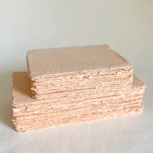 Papier fait main duveteux pêche, papier bords talus, papier bords déchirés, respectueux de l'environnement, fait main en Australie, papier 100 % coton, caution