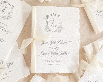 Maisy Handmade Paper Wedding Programs, Printed or Printable Wedding Programs, Cotton Paper, Deckled Edge Paper, DEPOSIT