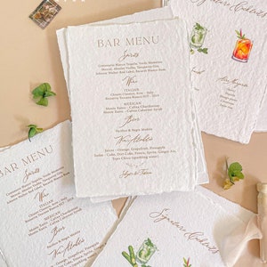 Joy Handmade Paper Wedding Menus, Cotton Paper Menus, Printable Menus, Printed Menu, Deckled Edge Paper Menus, Modern Menus, Deposit