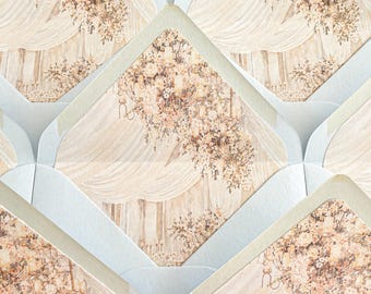 Wedding Envelope Liner | Watercolor Floral Chandelier | Light Blue | Luxury Stationery | Pack of x50