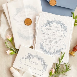 Elisamarie Handmade Wedding Invitation Sets, Boho Invitations, Rustic Invitations, Deckled Edge Invitations, Wedding Stationery, DEPOSIT