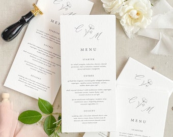 Iolanthe Wedding Menus, Printable Menu or Printed Menus, Menus with Names, Place cards, Table Numbers, Name cards