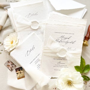 Manijeh Handmade Wedding Invitation Suite, Deckled Edge Paper, Handmade paper, Deckled Edge paper Invitations, Deposit