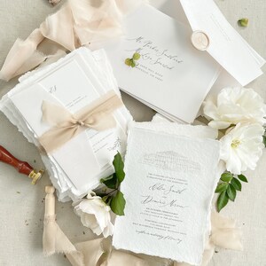Faire-part de mariage en papier fait main brettany, faire-part de mariage en papier taupé, illustration de lieu personnalisé, faire-part de mariage - caution
