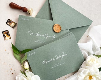 5x7 High Quality Envelopes Front only Olive Branch Black Envelopes White Ink Address Printing pack of x50 size 130x190
