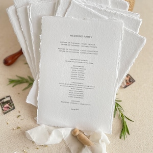 Handmade Wedding Program | Deckle Edge Ceremony Print | Minimalist Order of Service | Luxury Cotton Paper | Devonne