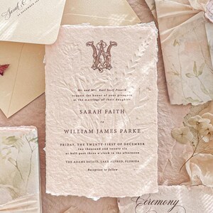 Wedding Invites | Blind Embossing on Invites | Garden Wedding | Natural Deckle Edge Wedding Invites | Contact for Quote | Maya