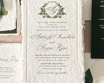 Deckled Edge Wedding Invitation | Custom Monogram | Luxury Stationery Suite | Wax Seal | Blaire