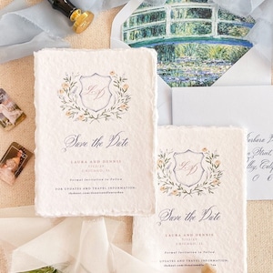 Julienne Handmade Paper Save the Date Cards, Deckled Edge Paper Cards, Cotton Paper Cards, Printed Cards, Template - DEPOSIT