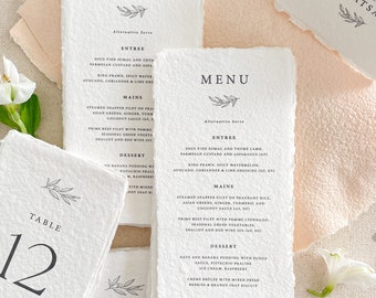 Handmade Wedding Menus | Deckled Edge Menu | Custom Cotton Paper Menus | Personalized Day Stationery | Sonnet