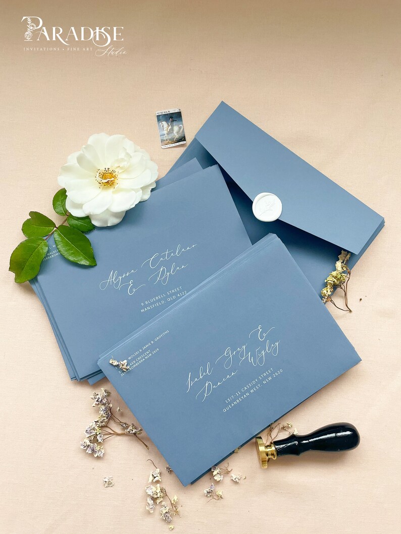 Dusty Blue Envelopes Premium Paper Wedding Stationery Size Etsy