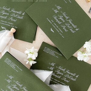 Real Gold Foil Printing on Forest Green Envelopes, Wedding Stationery, Invitation Stationery, PLEASE CONTACT us before purchasing image 5