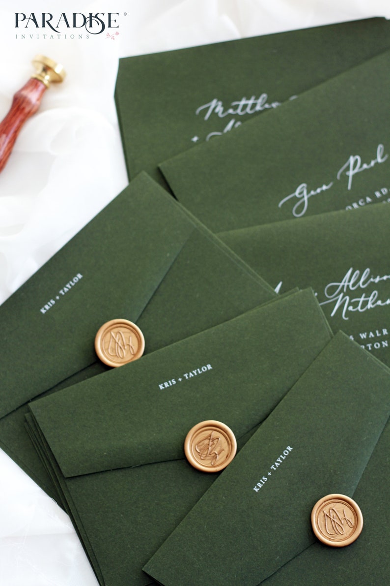 Forest Green Envelopes Premium Paper Wedding Stationery Etsy