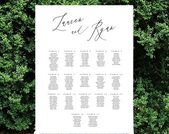 Amy Table Seating Chart, Printable File or Printed Chart, Custom Size, Custom Table Numbers, Mounted or Print only