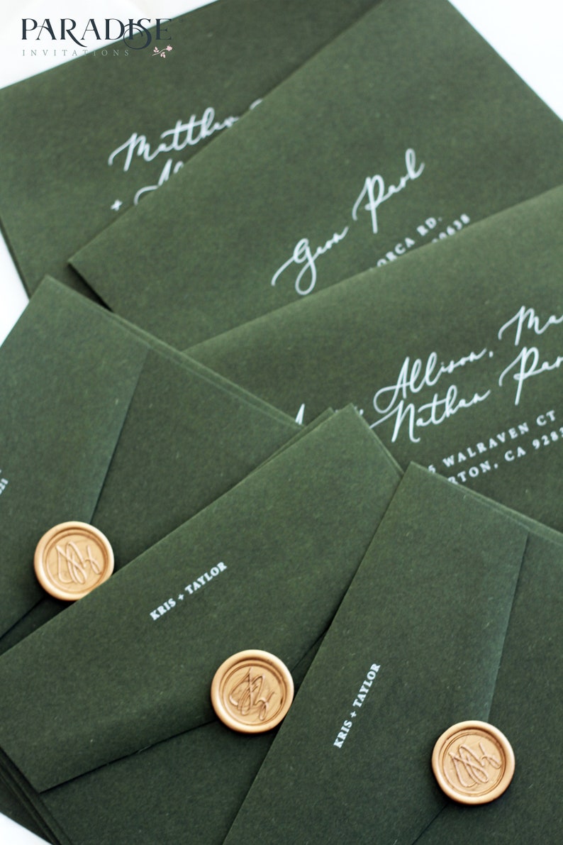 Forest Green Envelopes Premium Paper Wedding Stationery Etsy