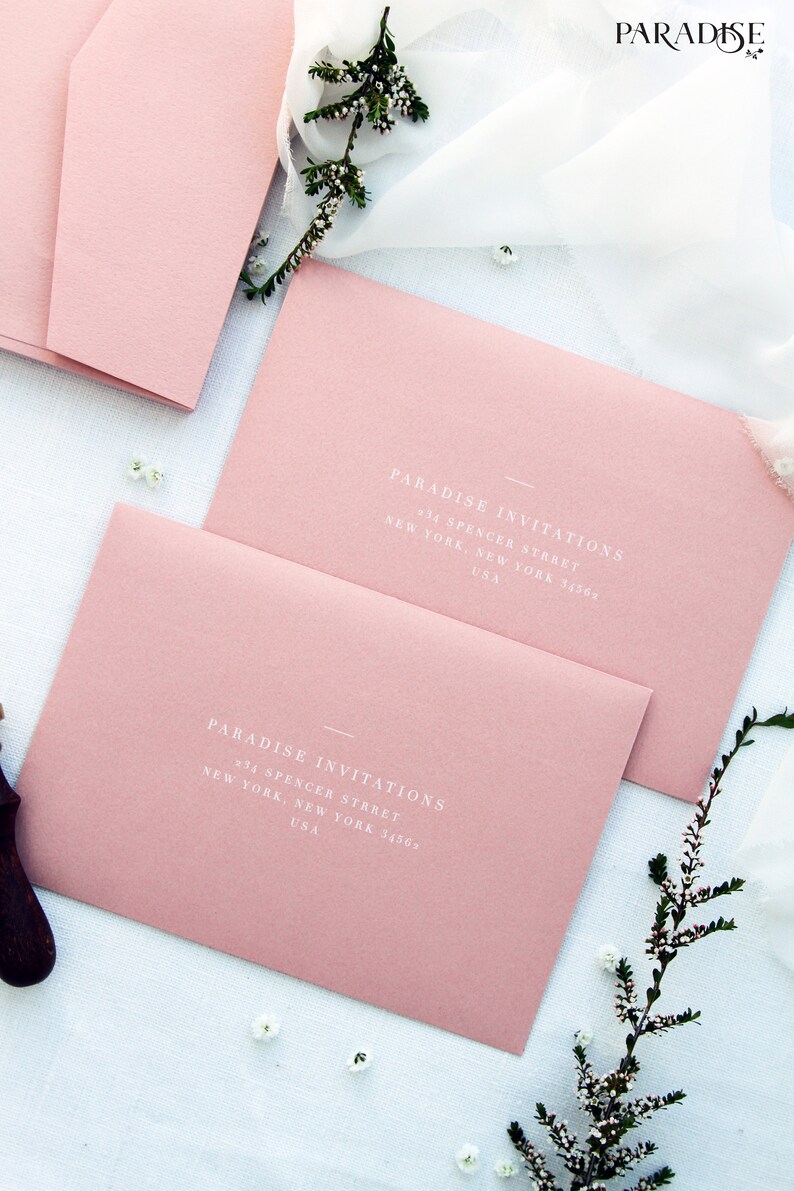White Ink Envelope Printing Dusty Pink Envelopes White Ink Etsy