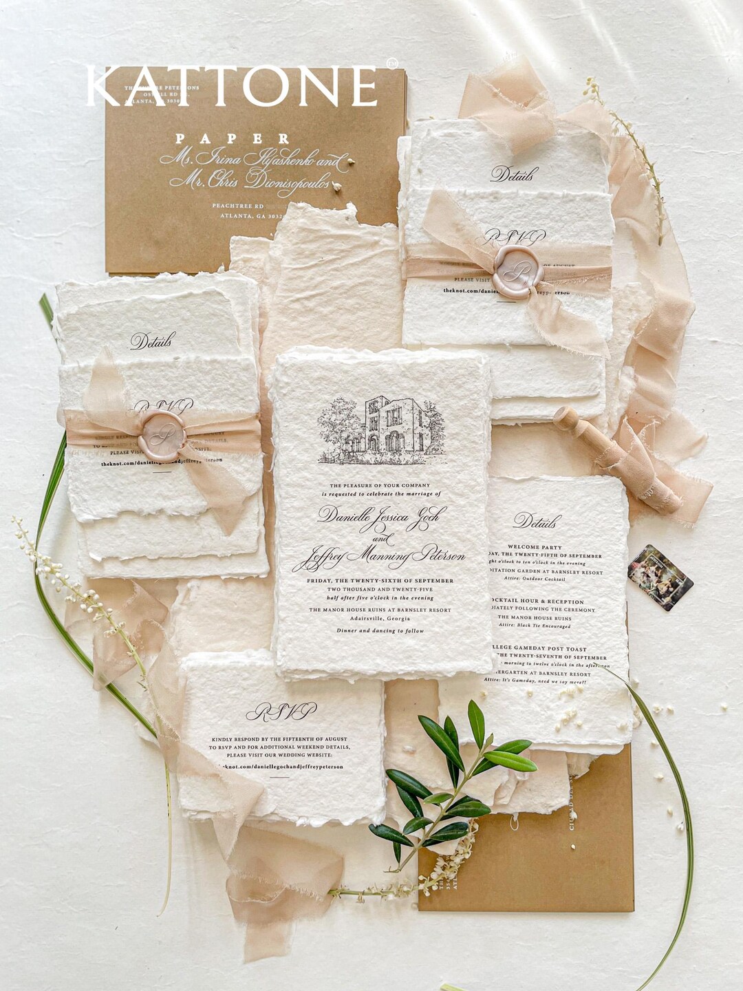 Handmade Paper Invitations Handmade Paper Invitations | Hand Drawn Wedding Venue Illustration ...