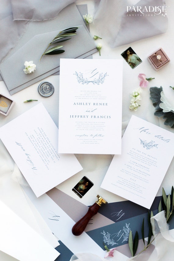 Hand Drawn Floral Invitations Elegant Invitations Vellum Invitations Benicia Vellum Paper Wedding Invitations Modern Invitations