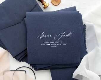 Square Navy Envelopes, Premium Paper, White Ink Available, Address printing NOT Included, PLEASE CONTACT us before purchasing