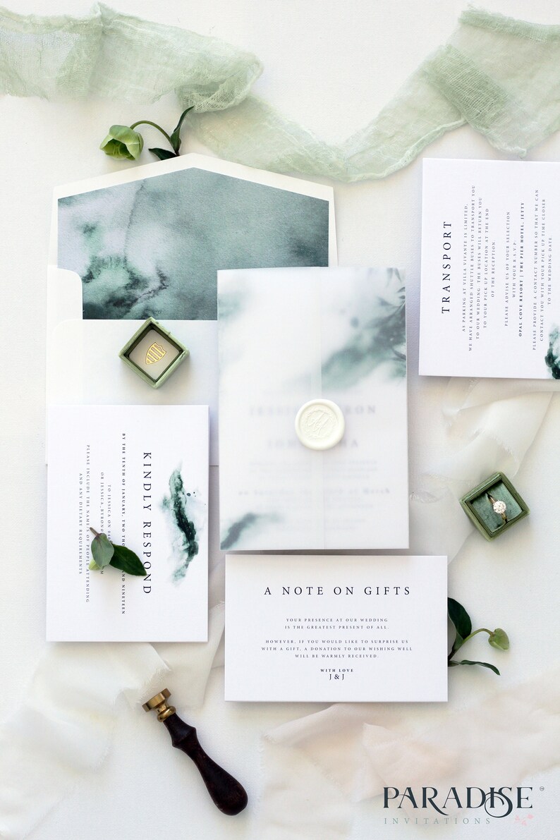 Joselyn Vellum Wedding Invitation Sets Custom Made Wedding Etsy