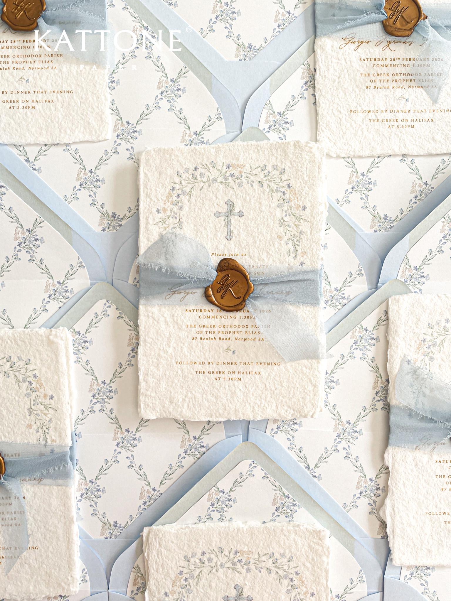Christian Library Invitations Christian Invitations | Handmade Paper Suite | Deckle Edge Cotton ...