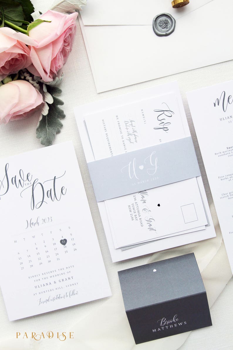 Uliana Silver Save the Date Cards Graphite Grey Save Date Save the Date Templates or Printed Save the Date Calendar Save the Date Cards