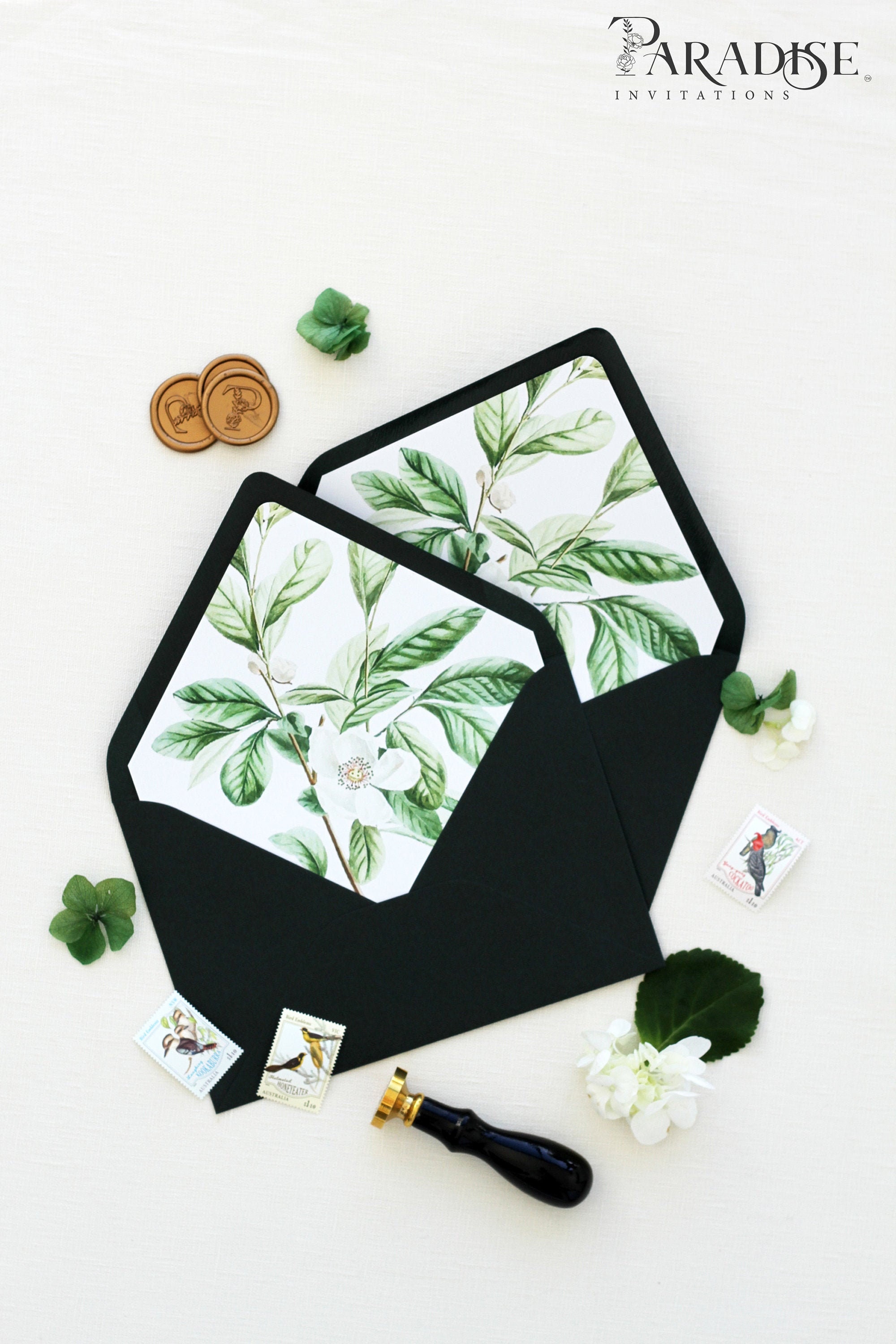 Hunter green Envelopes Floral Liners Wedding Stationery Etsy