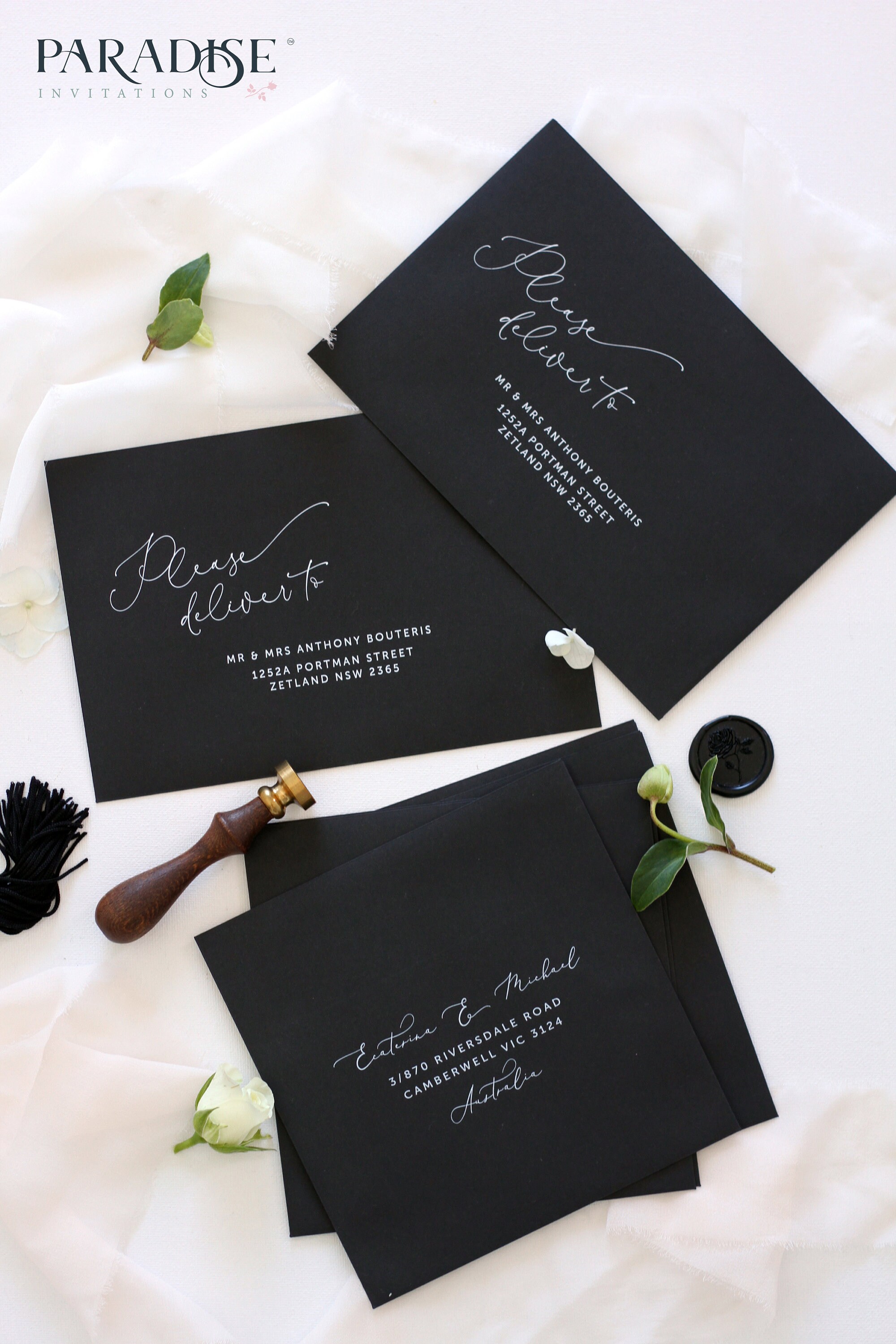 Black Envelopes White Ink Printing Multiple Color Available Etsy Canada