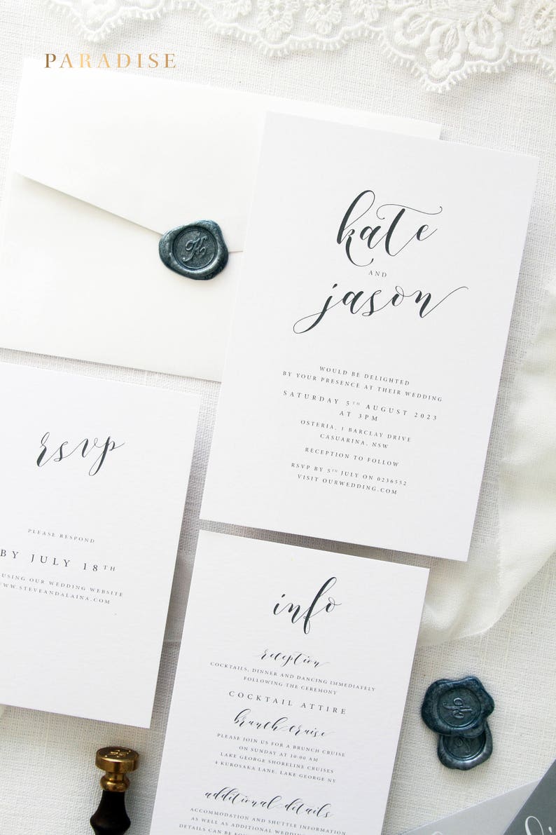 Janessa Silver Wedding Invitation Sets Monogram Wreath Etsy