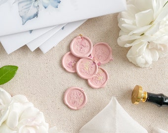 Wild Rose Wax Seals and Dry Petals, Luxury Addition to your Sets, Multiple Colours Available, Monogram Wax Seals, Self-Adhesive Wax Seals