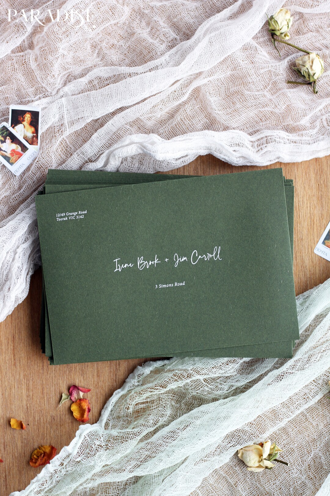 Forest Green Envelopes Premium Paper Address Printing Not Etsy