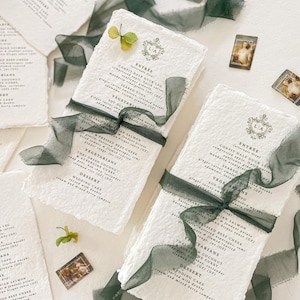 Jessamine Monogram Menus, All occasion menus, Calligraphy Menus, Deckled edge paper Menus, Cotton Paper Menus - Deposit