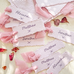 Lydia Colored Handmade Place Cards, Printable Place Cards or Printed Place Cards, Cotton Paper Cards, Deckled Edge Paper Cards, DEPOSIT