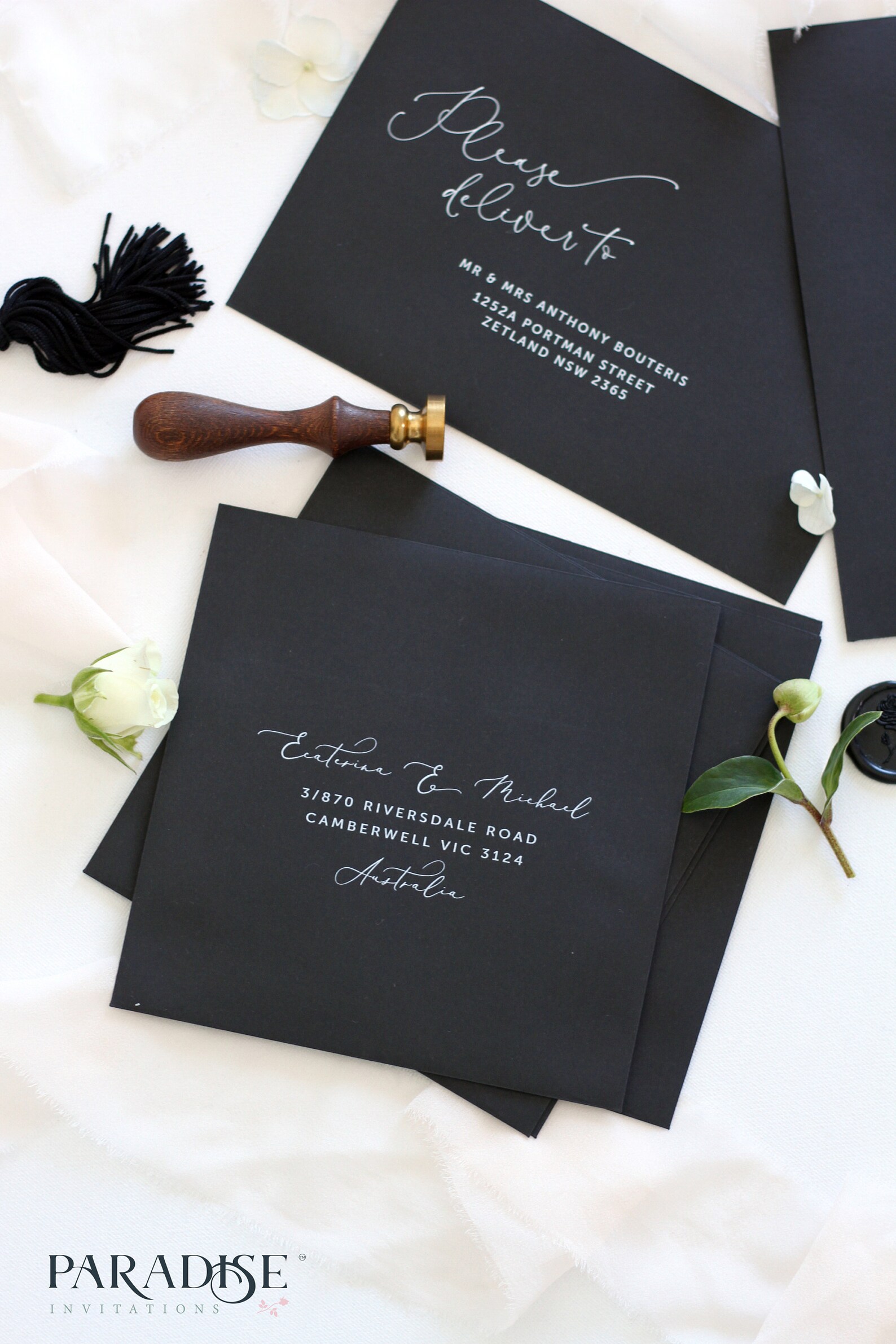 Black Envelopes White Ink Printing Multiple Color Available Etsy Canada