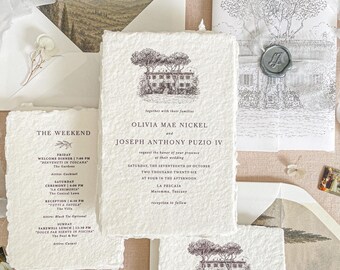Luxury Wedding Stationery | Tuscany Invitation | Vellum Jacket | Handmade Paper Suite | Fine Art Suite | Dolly