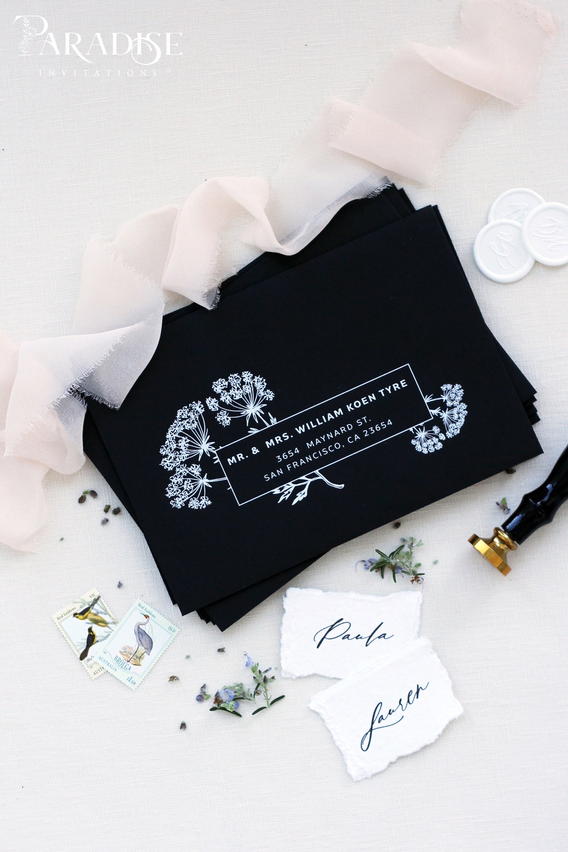 Black Envelopes White Ink Address Printing Front only Etsy