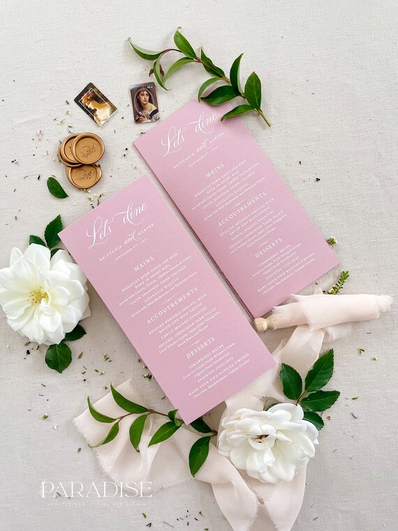 Wedding Menus Carmine Wild Rose Menus DEPOSIT Menu Template Floral ...