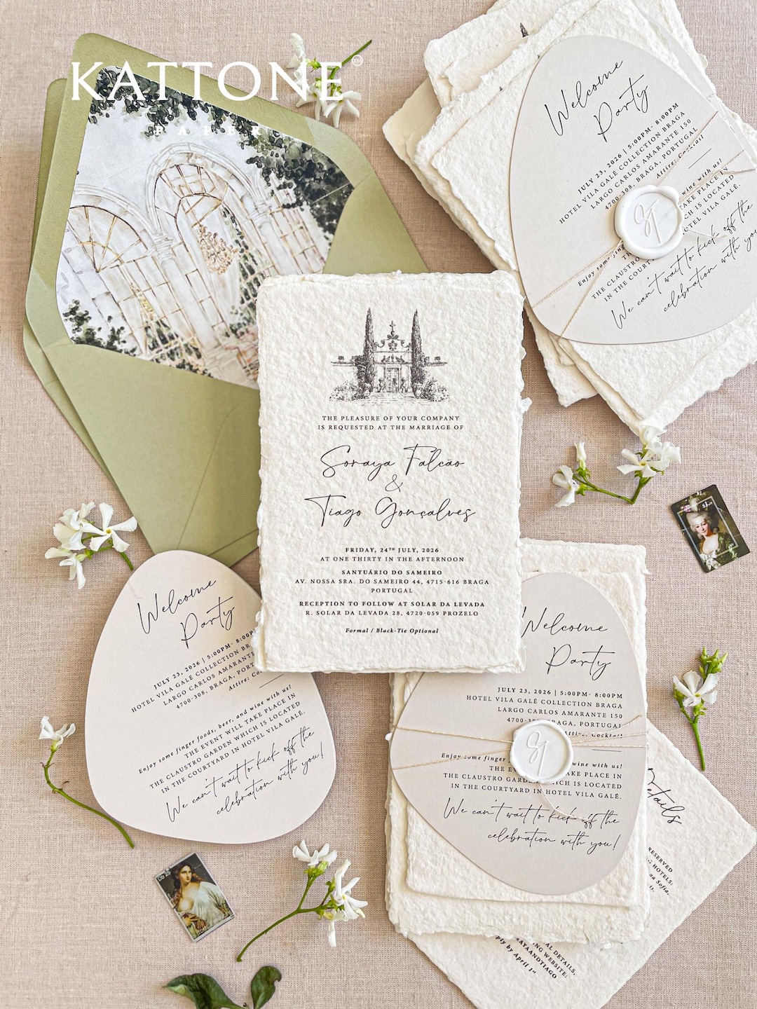 Custom Handmade Invitations Handmade Paper Wedding Invitation | Custom Venue Illustration ...