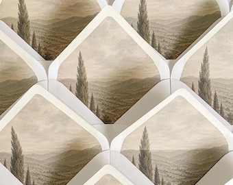 Off-white Wedding Envelopes | Scenic Envelope Liners | Fine Art Wedding Stationery | Please contact for a quote