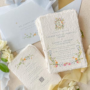 Safiya Printed Wedding Invitation Suite, Watercolor Floral, Custom wedding invitations, Handmade paper wedding invitations - DEPOSIT